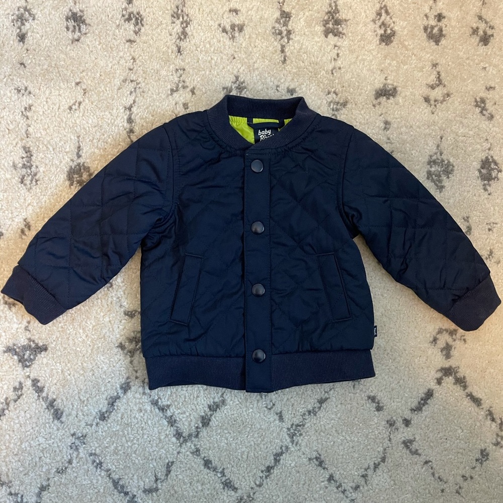 Blue jacket.